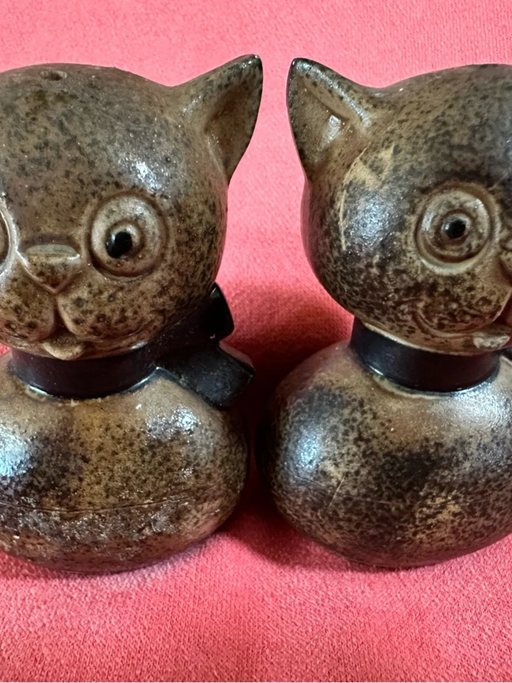 Ceramic Cat Salt & Pepper Shakers - Brown Made In Japan
